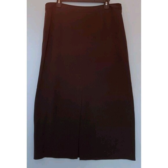 Vtg Rafaella Size 14 Dark Brown Maxi/Midi Straight Skirt w/Deep Rear Split - Picture 2 of 8